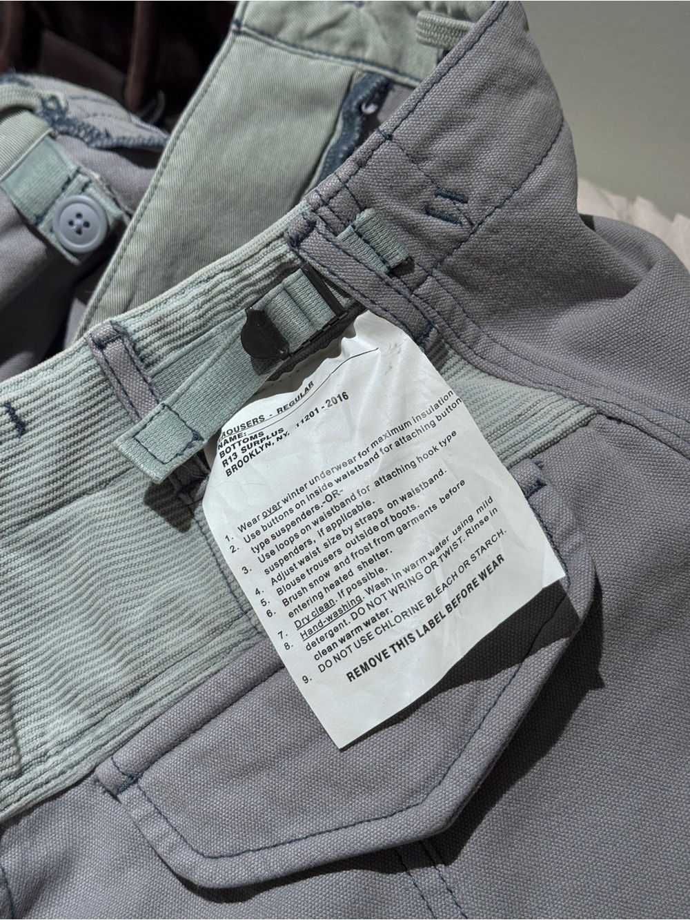 R13 CROPPED CARGO Faded Steel Blue Canvas - Picture 5 of 16